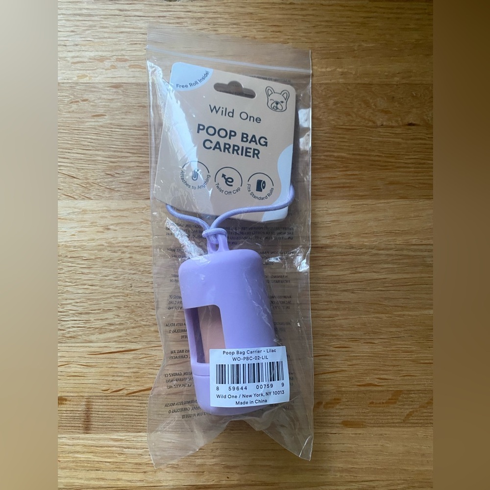 Wild One Dog Poop Bag Carrier + Bags, Lilac